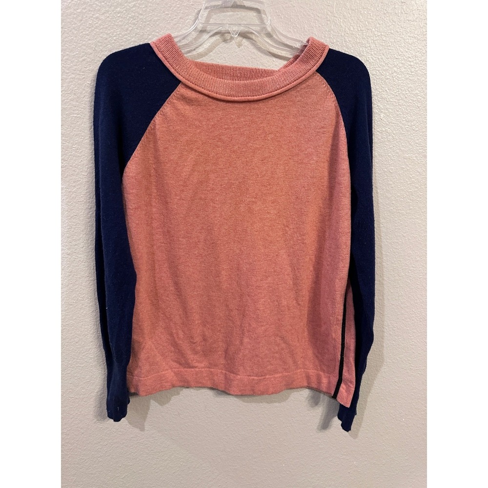 41 Hawthorn Womens Colorblock Raglan Sweater Pink Navy Cashmere Blend SF7264 L